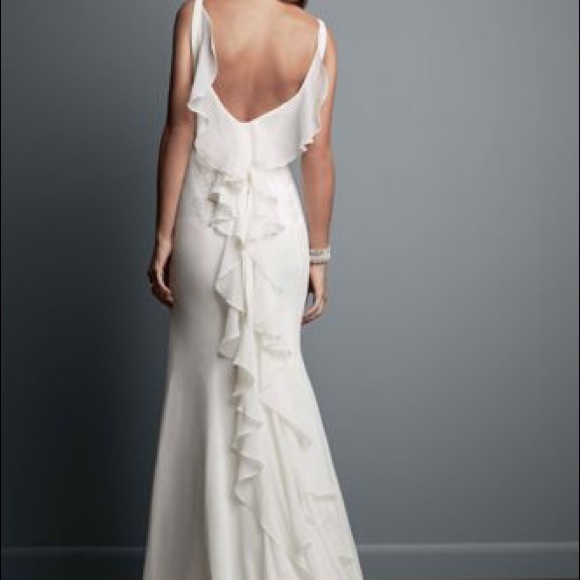 Galina Chiffon Ruffle Back Wedding Dress - Picture 2 of 10